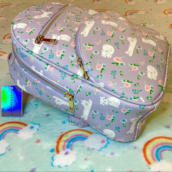 SOLD Under One Sky Cats Kittens Rosebuds Mini Backpack - Picture 8 of 15